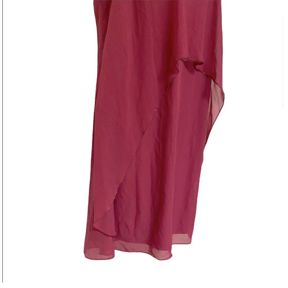 Midnight Velvet Georgette Shift Cocktail Party Guest Fuchsia Summer Beaded Dress - Picture 10 of 15